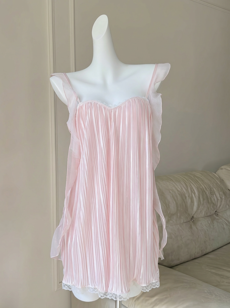 Pink Pink Pleated Chemise by Openme lingerie — Cherry Blossom