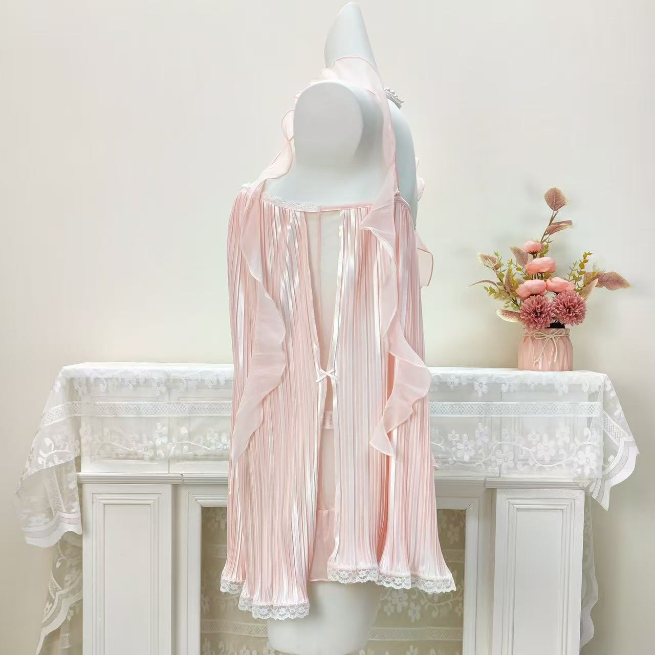 Pink Pink Pleated Chemise by Openme lingerie — Cherry Blossom