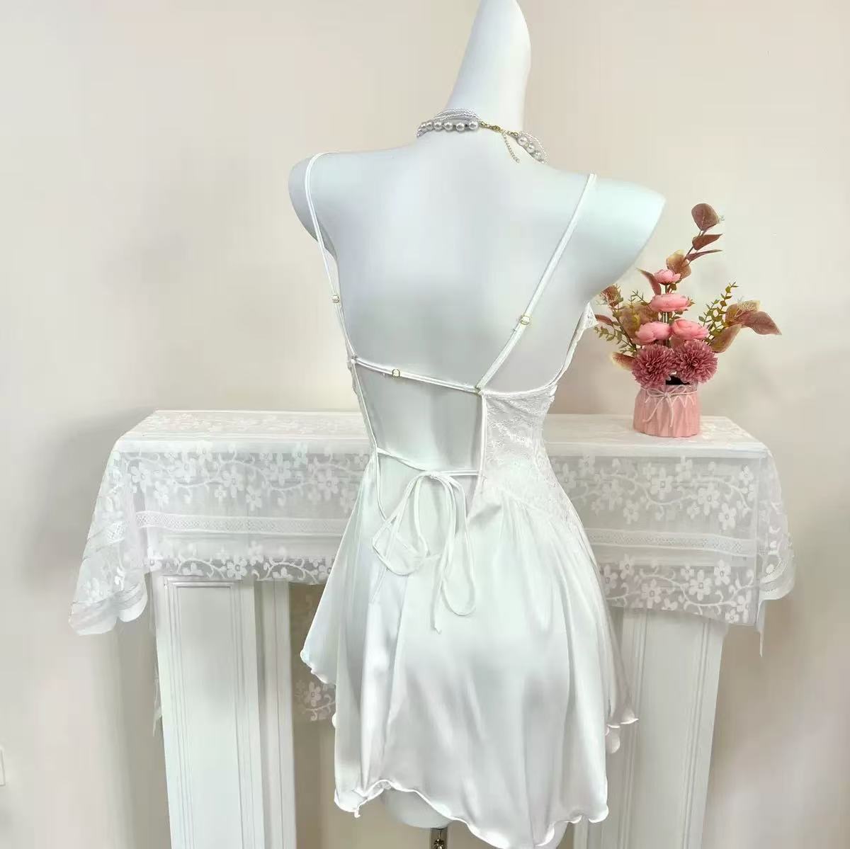 White White Flowing Slip Chemise by Openme lingerie — Daydream